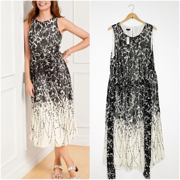 Talbots Dresses & Skirts - Talbots Plus Black White Floral Sleeveless Midi Dress 22W NWT